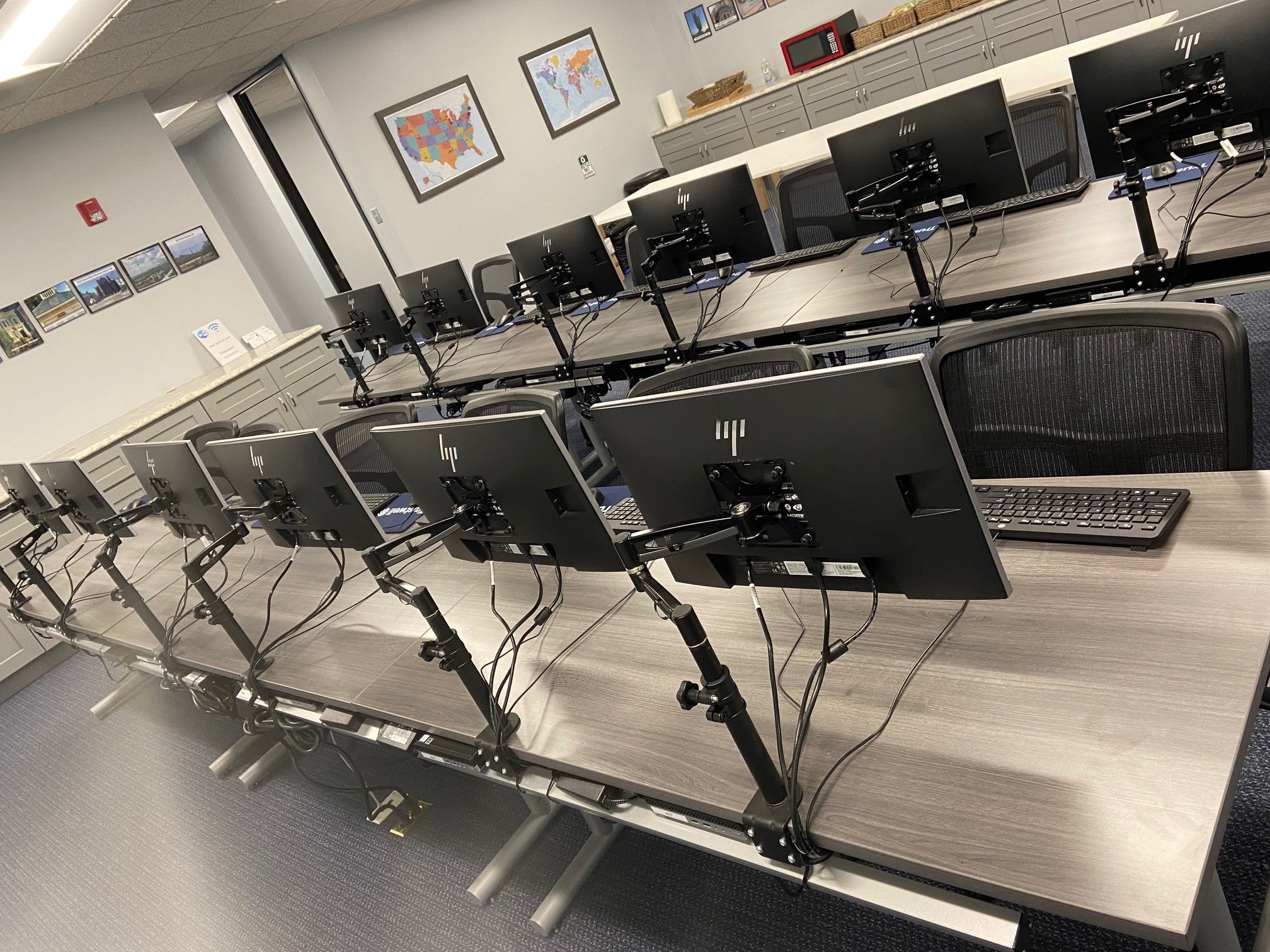 Office workstations and networked computers in an office wired by Dantech